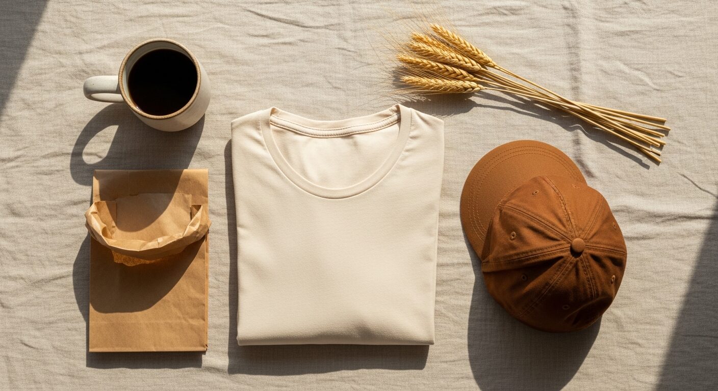 Proof-N-Love apparel and goods arranged on cream linen
