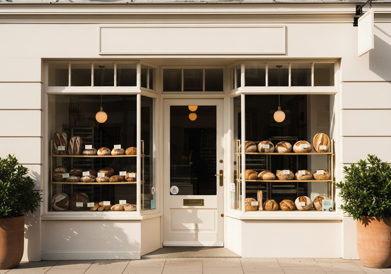 Charming artisan bakery storefront